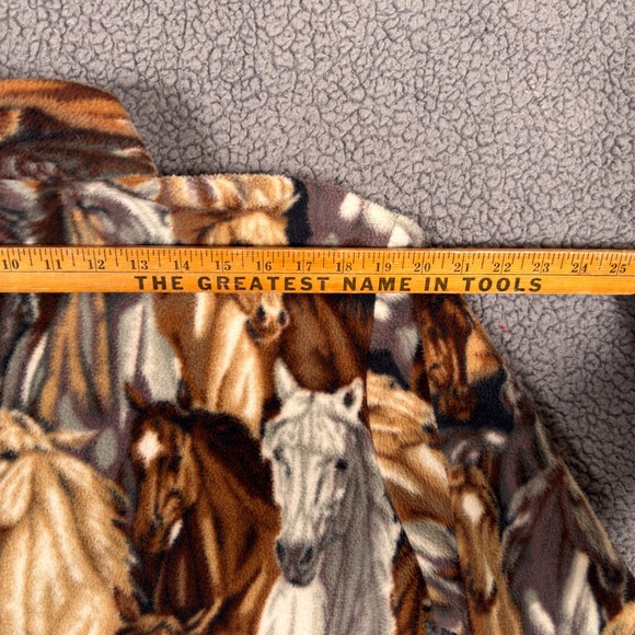 Vintage BonWorth Horse Print Fleece Jacket Womens XS Brown Full Zip Equestrian - Picture 7 of 10